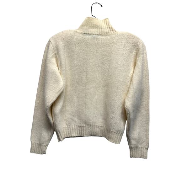 Vintage Wainscott Wool Angora Turtleneck Sweater | Cream Ribbed Soft Knit S - Picture 6 of 8